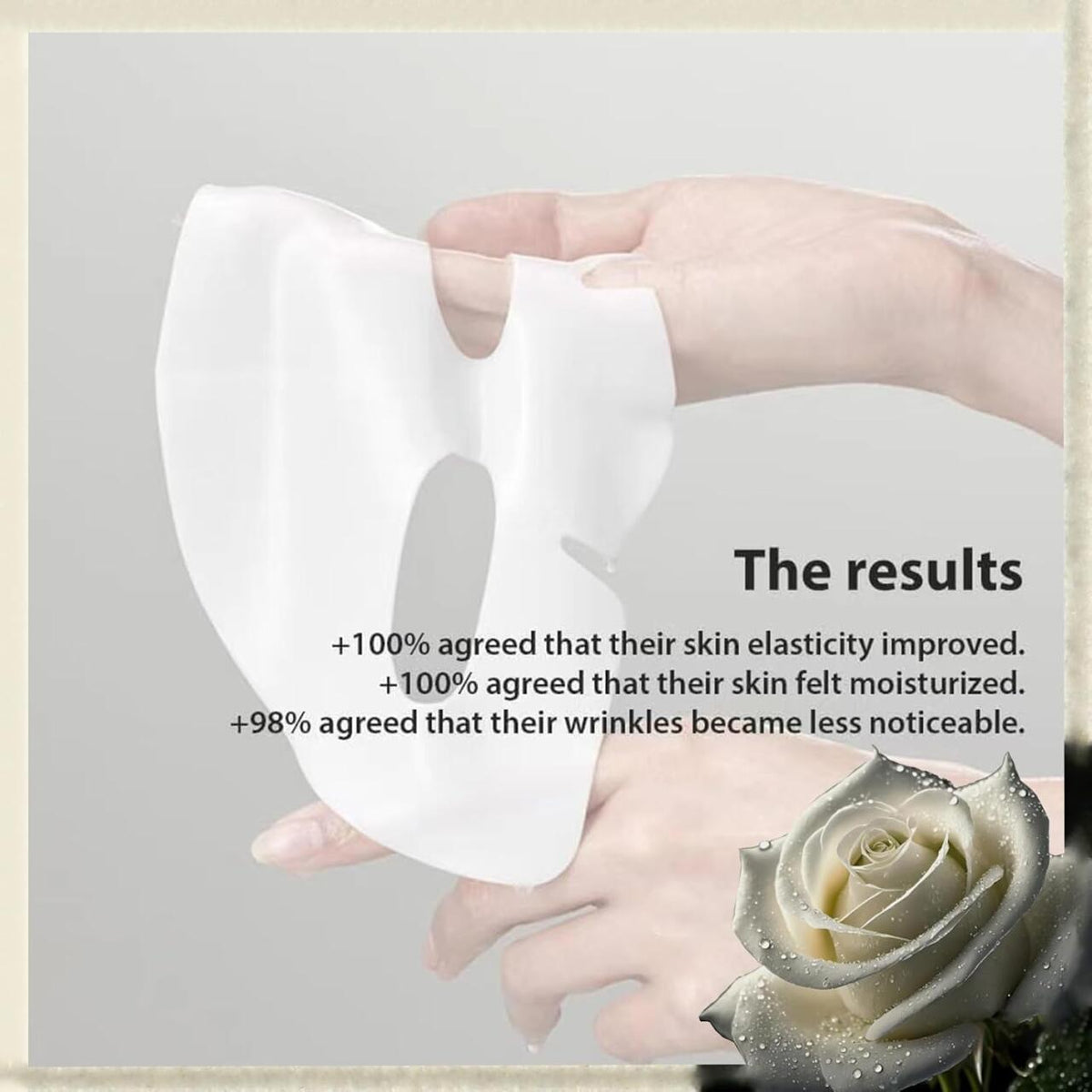 Mascarilla facial de colágeno sobre la mano