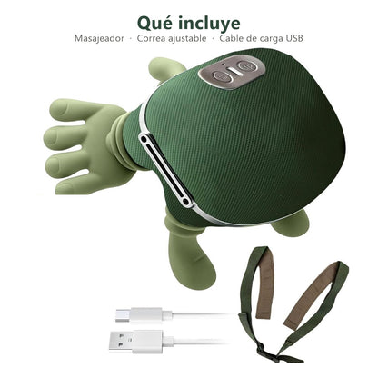 Qué incluye: masajeador cervical, correa ajustable y cable de carga USB