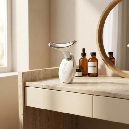 Masajeador Facial y de Cuello con Luz LED – Cuidado de la Piel en Casa